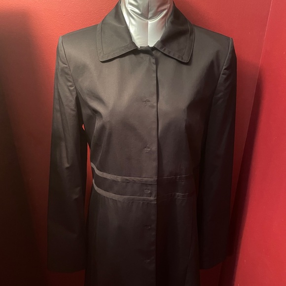 Ann Taylor Women's Size 2 Black Coat Collared Detailed Waist Snap Button Close - Picture 2 of 12